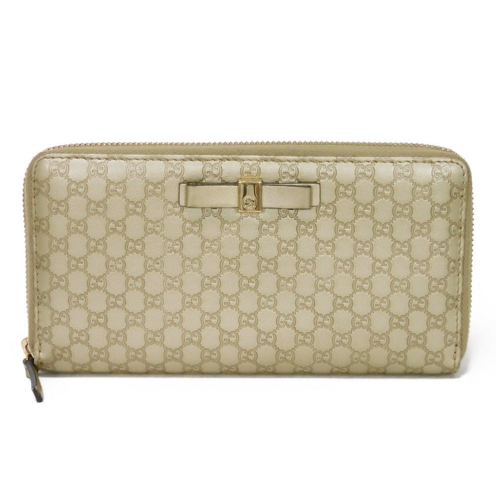 美品✨ グッチ 財布 ラウンドファスナー GGシマ リボン インターロッキング GUCCI グッチ グッチシマ リボン ジップアラウンドウォレット