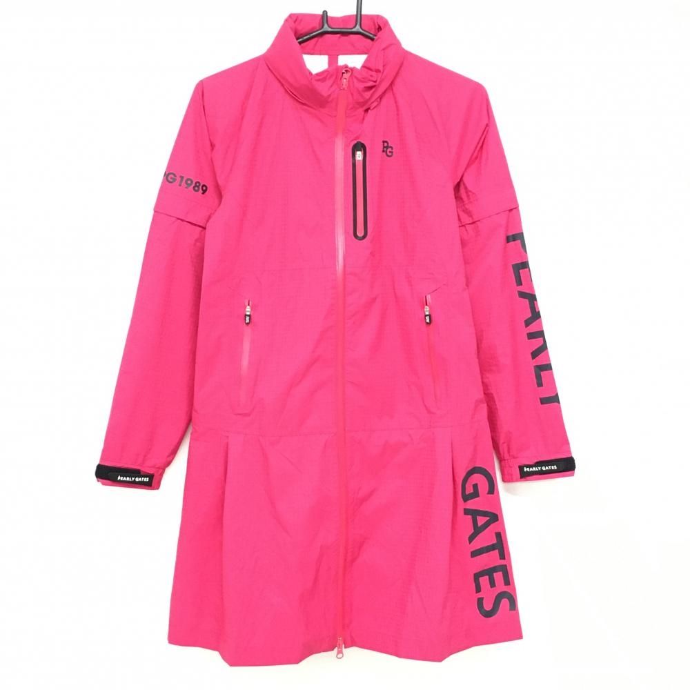 新品】パーリーゲイツ 2WAYレインワンピース ピンク×ネイビー 地模様