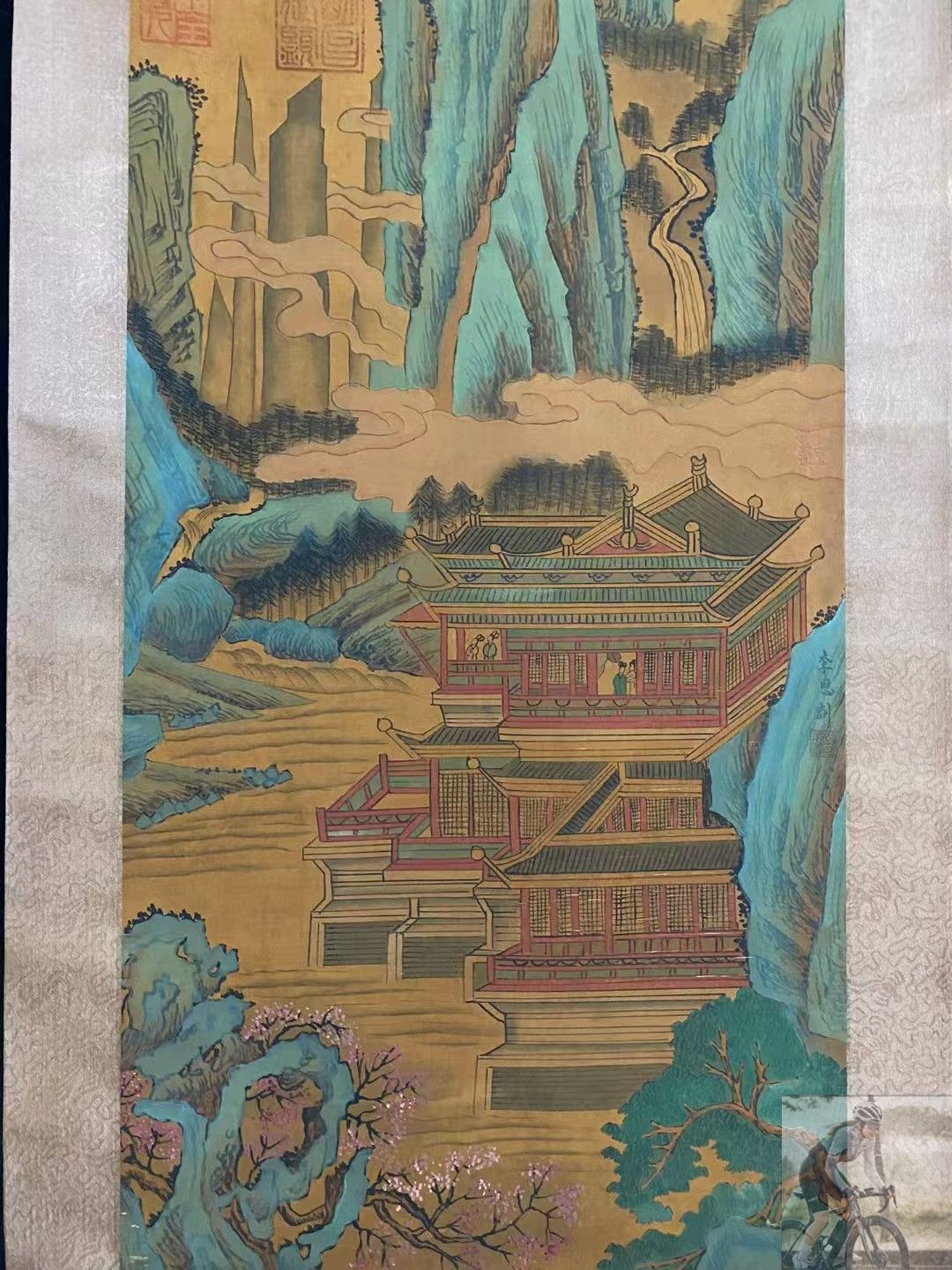 仙峰筆 絹本肉筆 水墨画山水圖 掛軸 送料込み250902 仙峰筆 絹本