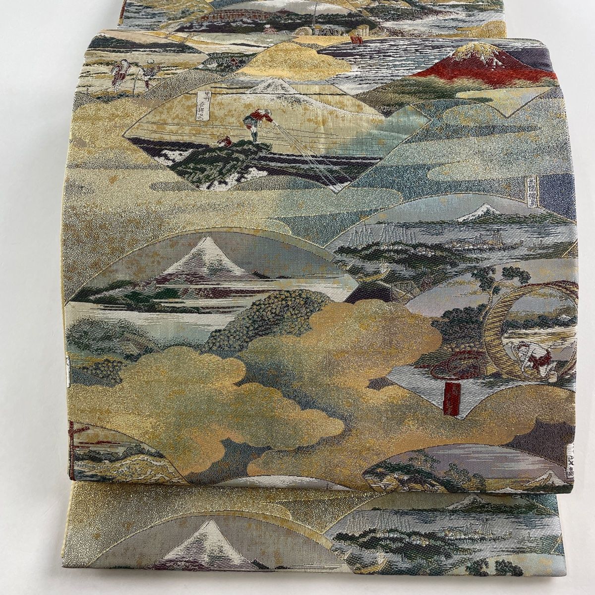 いラインアップ 袋帯 美品 本金箔 風雲雄姿の景 全三景の壱 富嶽三十六景 秀品 着物・浴衣
