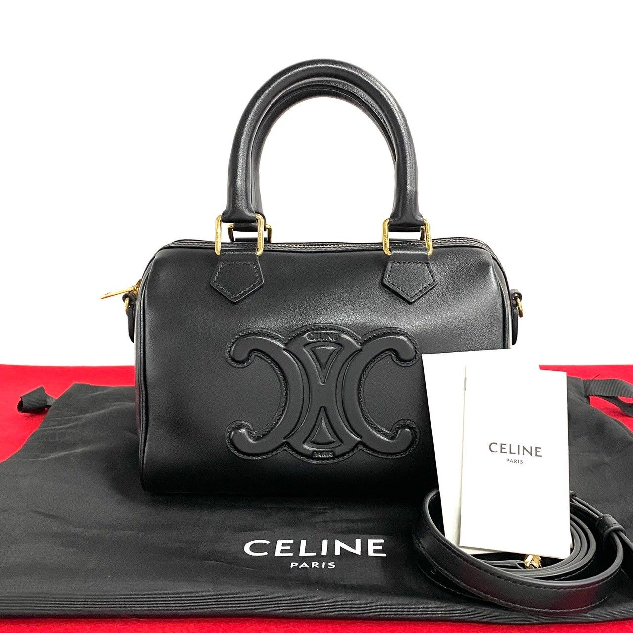 未使用保管品 保存袋付 CELINE セリーヌ キュイル トリオンフ レザー 2way スモール ボストンバッグ ハンドバッグ ショルダーバッグ  65279 - メルカリ