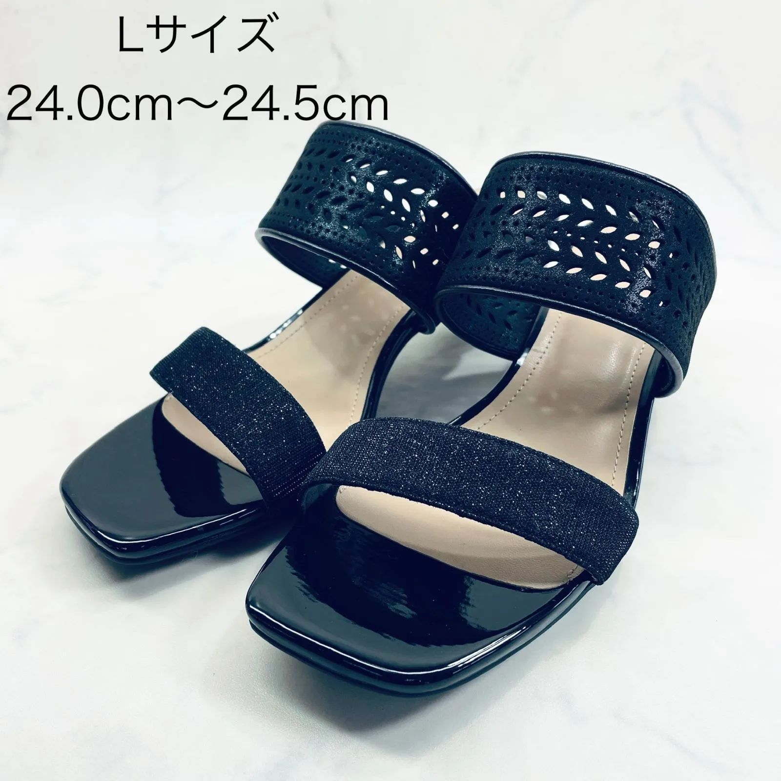 新品 訳あり】リズラフィーネ ミュールサンダル Lサイズ 黒