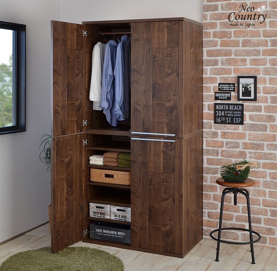 ワードローブ ブラウン 幅89 cm クローゼット ハンガー 壁面収納 組立