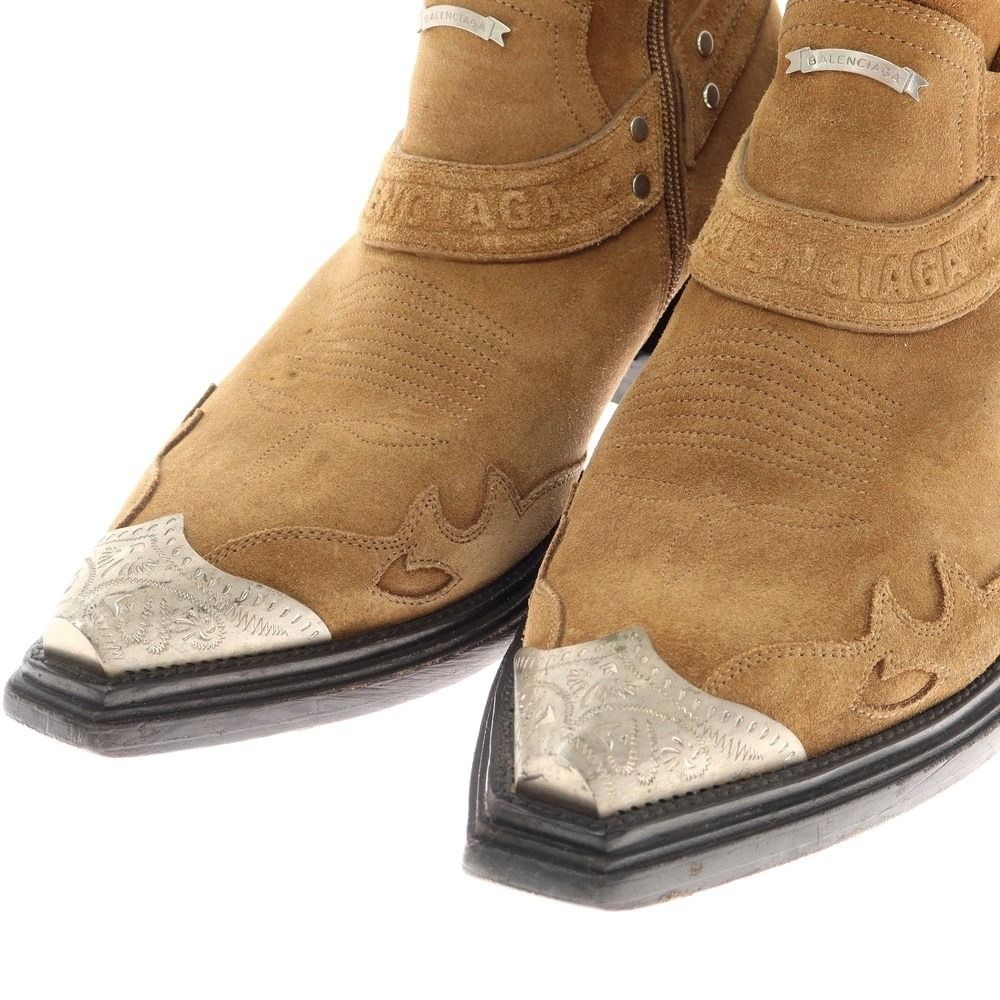 中古】バレンシアガ BALENCIAGA スエード ウエスタンブーツ キャメル 