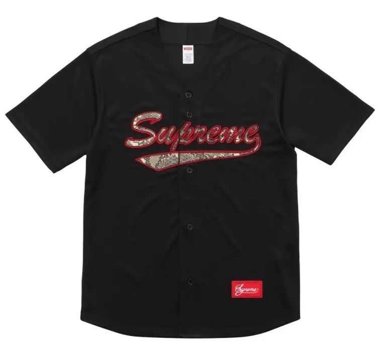 定番人気！ Script Snake Supreme Logo シュプリーム Jersey Baseball トップス