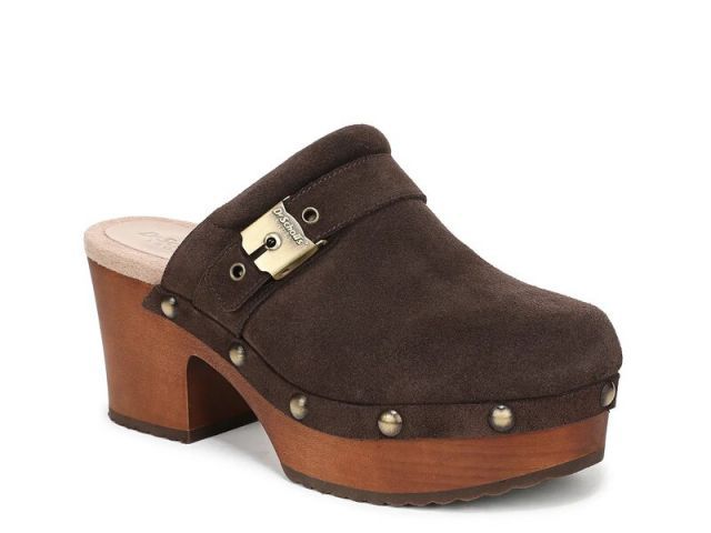 送料無料 ドクター ショール レディース サンダル シューズ Original Joy Clog Dark Brown Suede