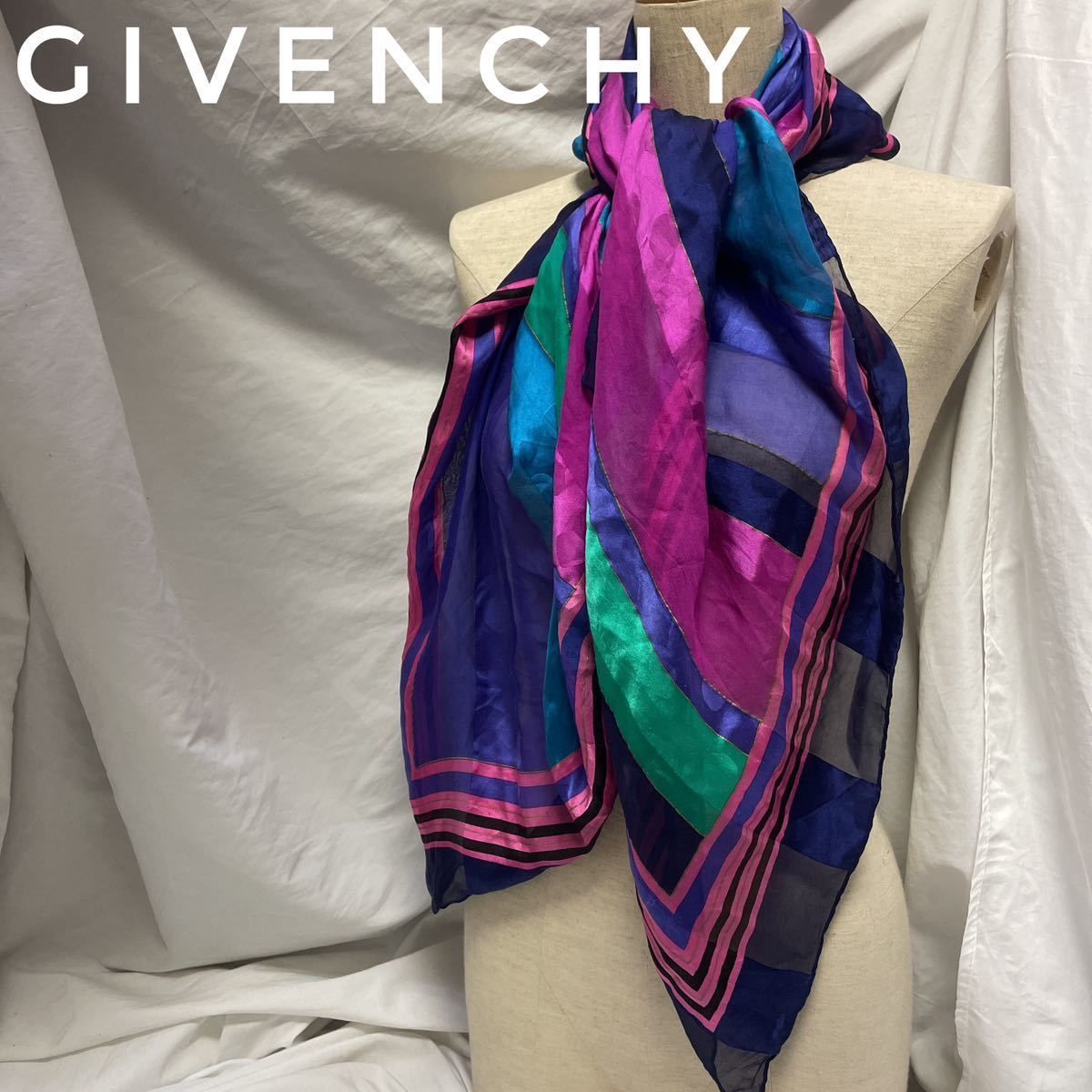 茄子紺 新品 GIVENCHY GW9090 SO680 001 シルク スカーフ | www