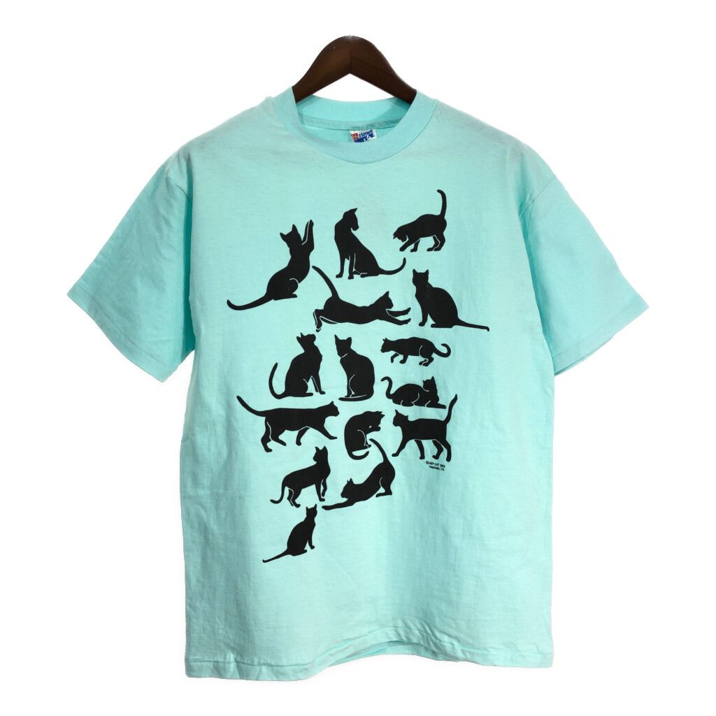 デッドストック 90年代 USA製 アニマルプリント ネコ 半袖Tシャツ 