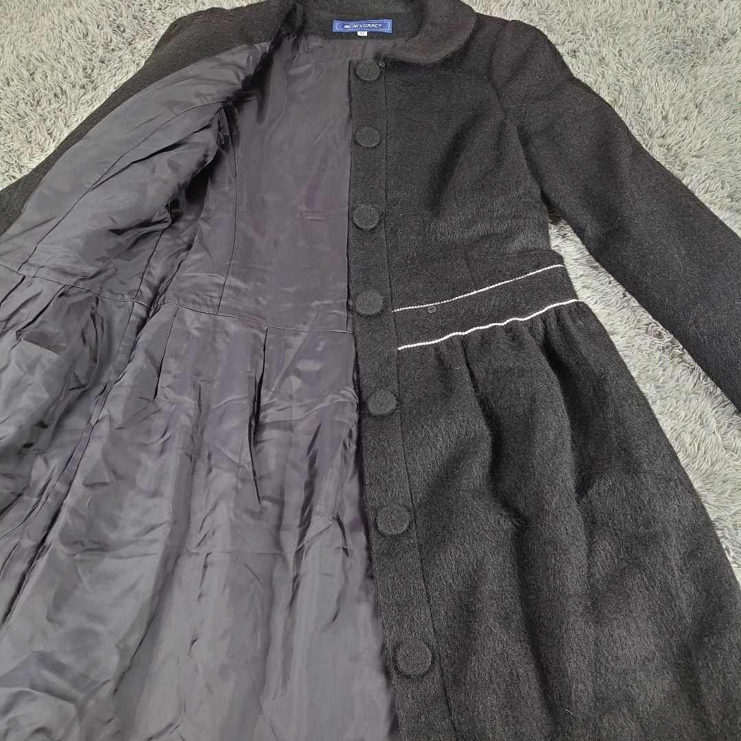 M’sGracy ウール コート アルパカ エムズグレイシー ブラック サイズ38 リボン GULLKHAN_COM
