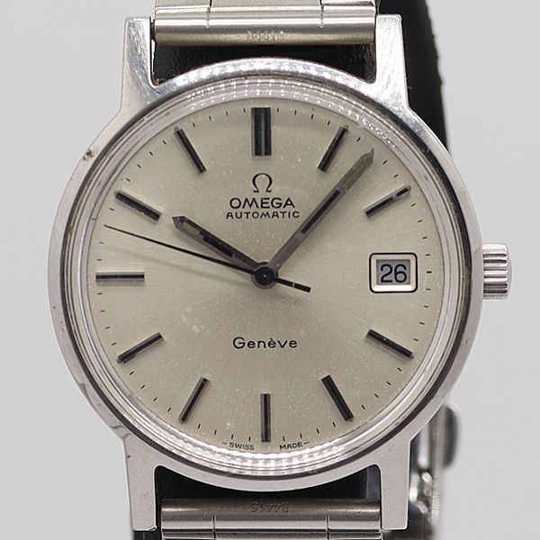 OH済 オメガ ジュネーブ シルバーサンレイ ラウンド デイト 自動巻き OH済 オメガ ジュネーブ シルバーサンレイ ラウンド デイト 自動