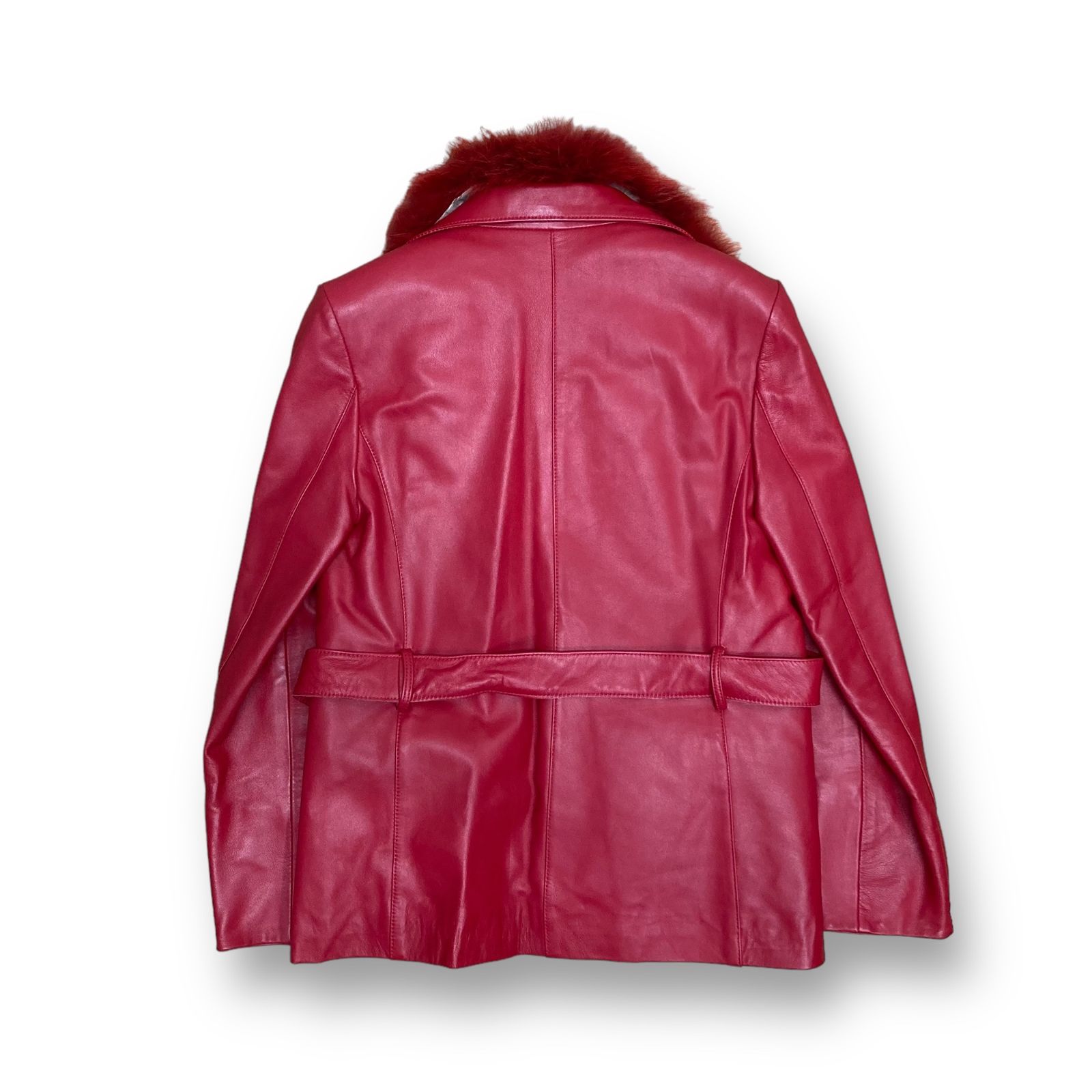 美品☆2way バルマン　ラムレザージャケット　フォックスファー　ブラック BALMAIN PARIS (バルマン) フォックスファー 2Wayラムレザー