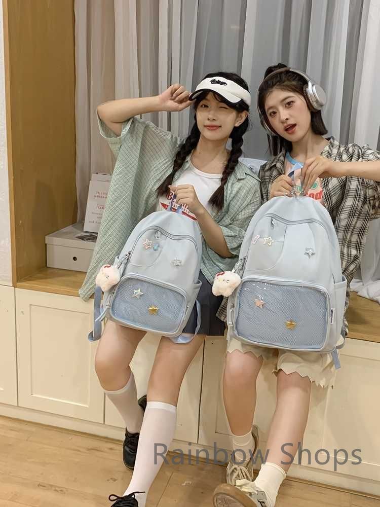  学園 透明 バッジ 大容量 痛バッグ 学生 リュック 女 bDtt 386 ショルダーバッグ バッグ