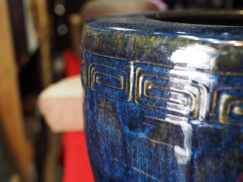 レトロな陶器火鉢 瀬戸火鉢 睡蓮鉢 金魚鉢に 昭和中期 古録展 品番K22832