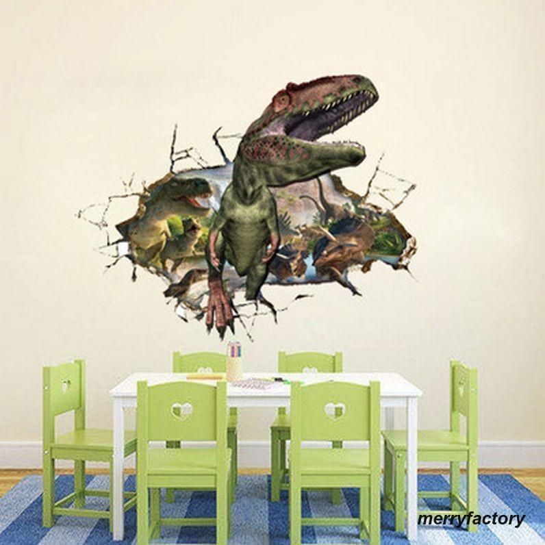 ウォールステッカー 壁紙 壁紙シール ルームデコレーション 壁装飾 トリックアート ３D 立体的 だまし絵 恐竜 かっこいい おしゃれ はがせる