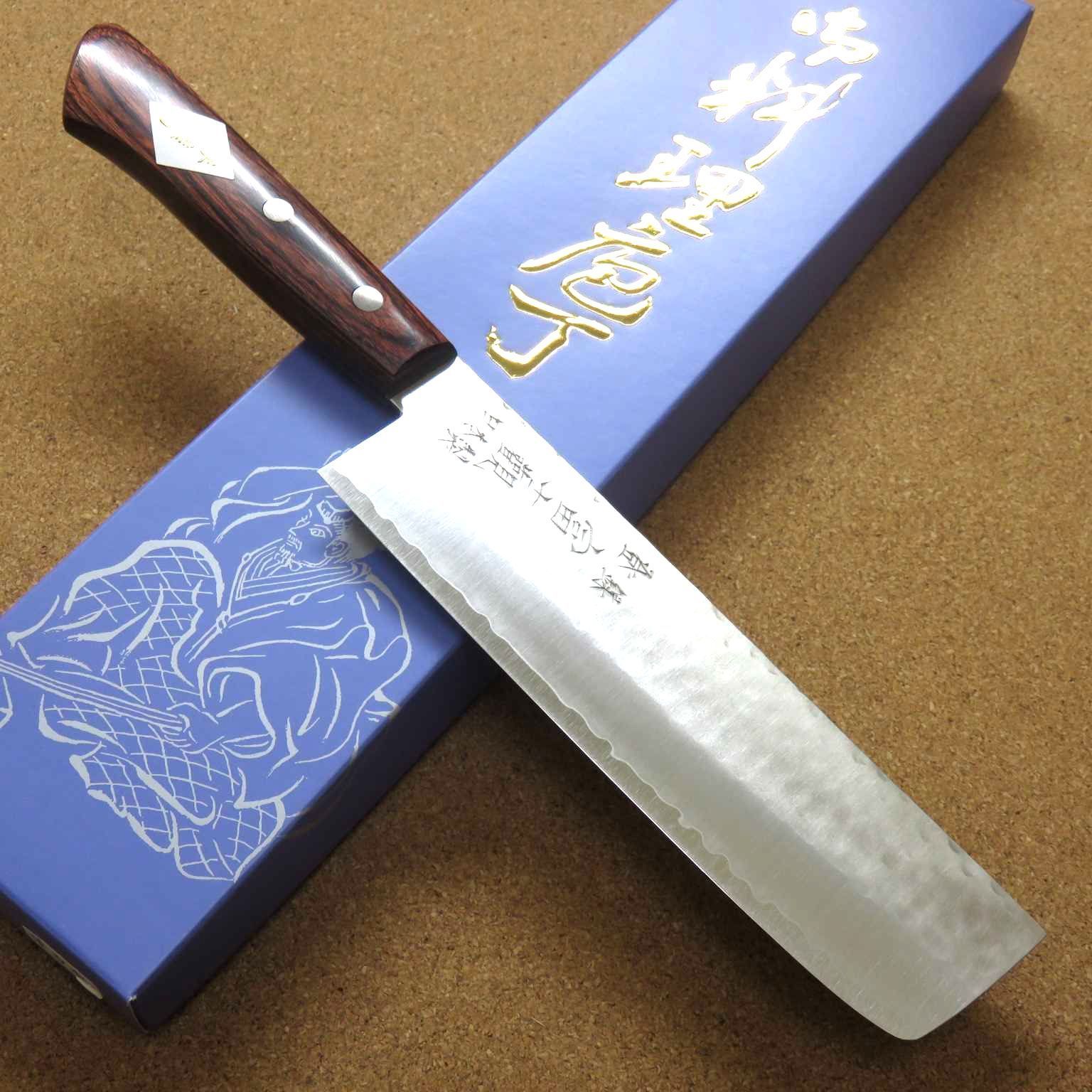 関の刃物 菜切り包丁 16.5cm (165mm) 富士觀 鎚目鍛造 本割込 3層鋼 VG-1 ステンレス 両刃包丁 家庭用 野菜切り かつらむき 日本製
