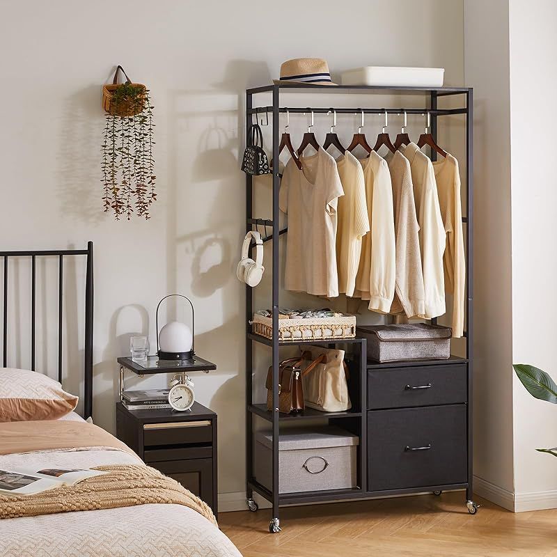 引き出し付き ハンガーシェルフ