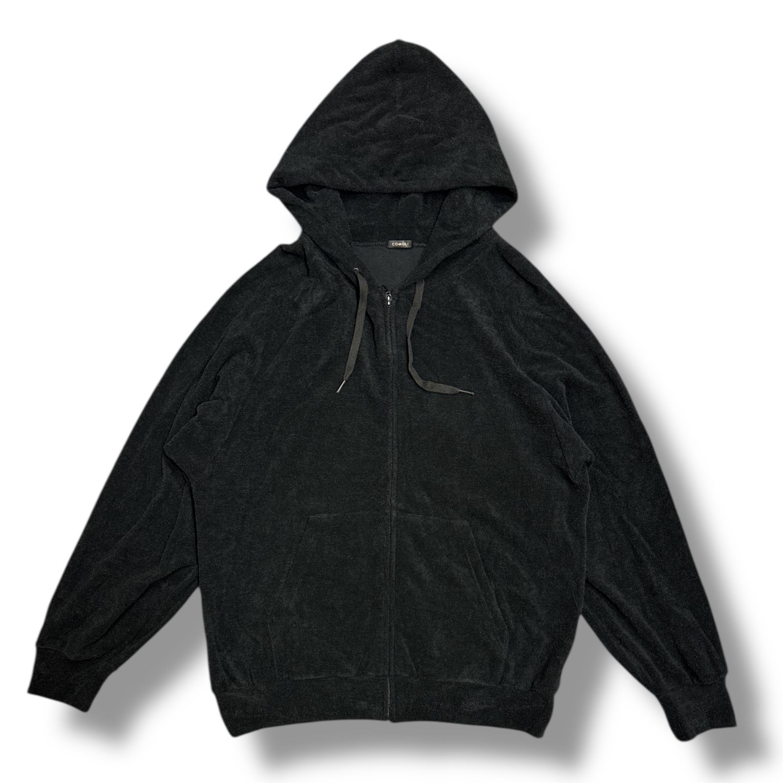 参考上代52800円 COMOLI 25SS パイル ジップパーカー スウェット フーディー コモリ B01-05042 ブラック 2 91792A3