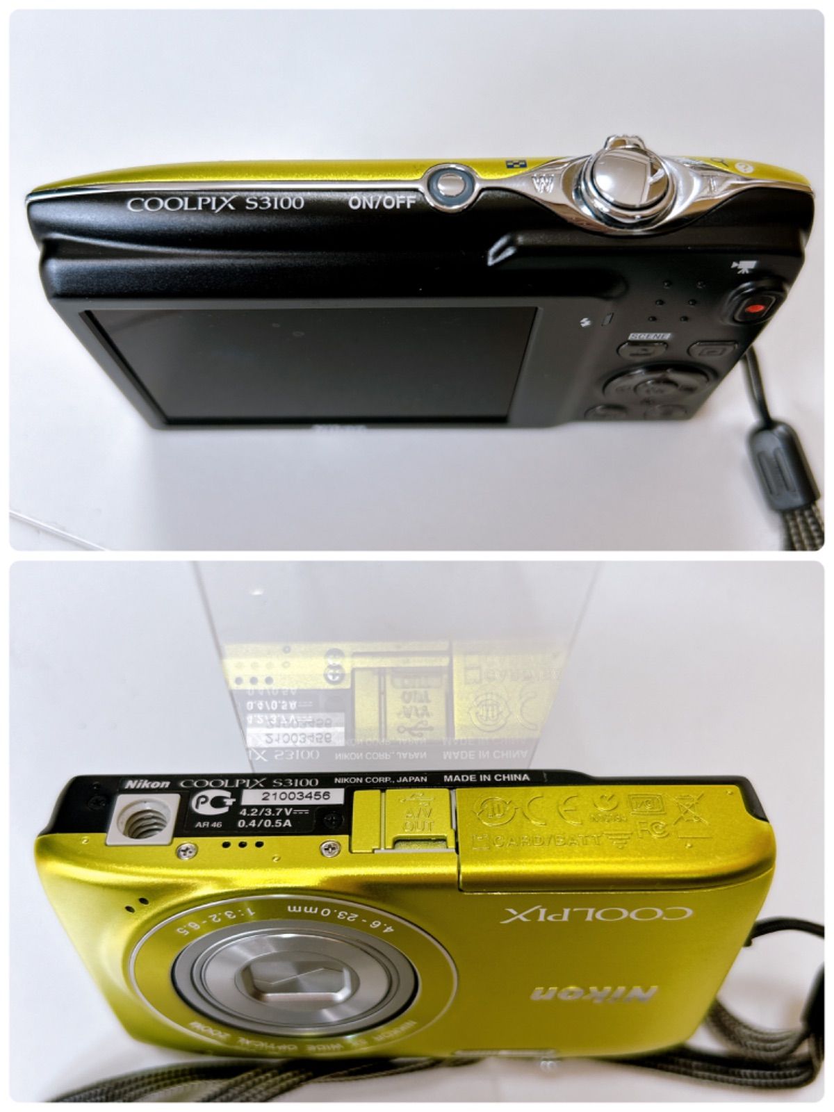 ニコン coolpix s3100 イエロー デジカメ 動作確認済み 箱あり ケース