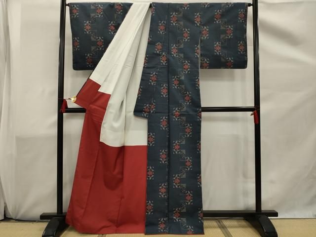 平和屋着物□本場村山大島紬 花短冊文 正絹 逸品 AAAU5086sx