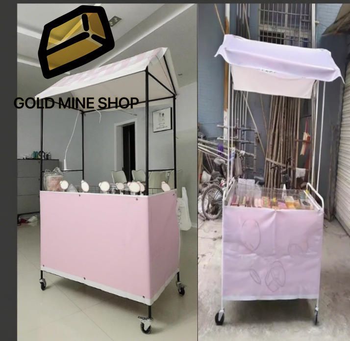 移動式屋台食品販売カート キャノピーメタルプッシュカート