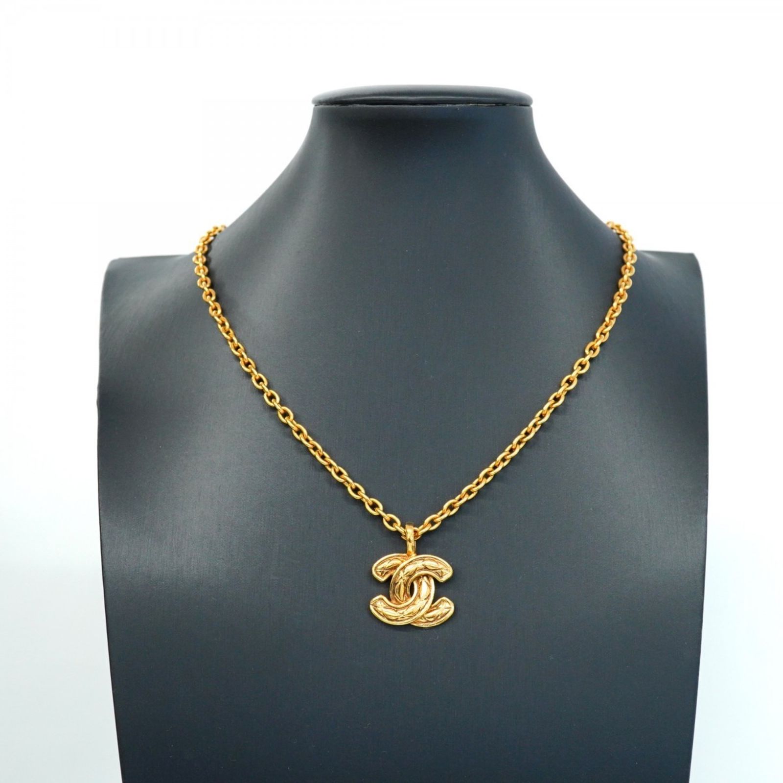 【レア】美品 シャネル ココマーク マトラッセ ネックレス GP ゴールド CHANEL シャネル ココマーク ペンダント ネックレス 3626 GP