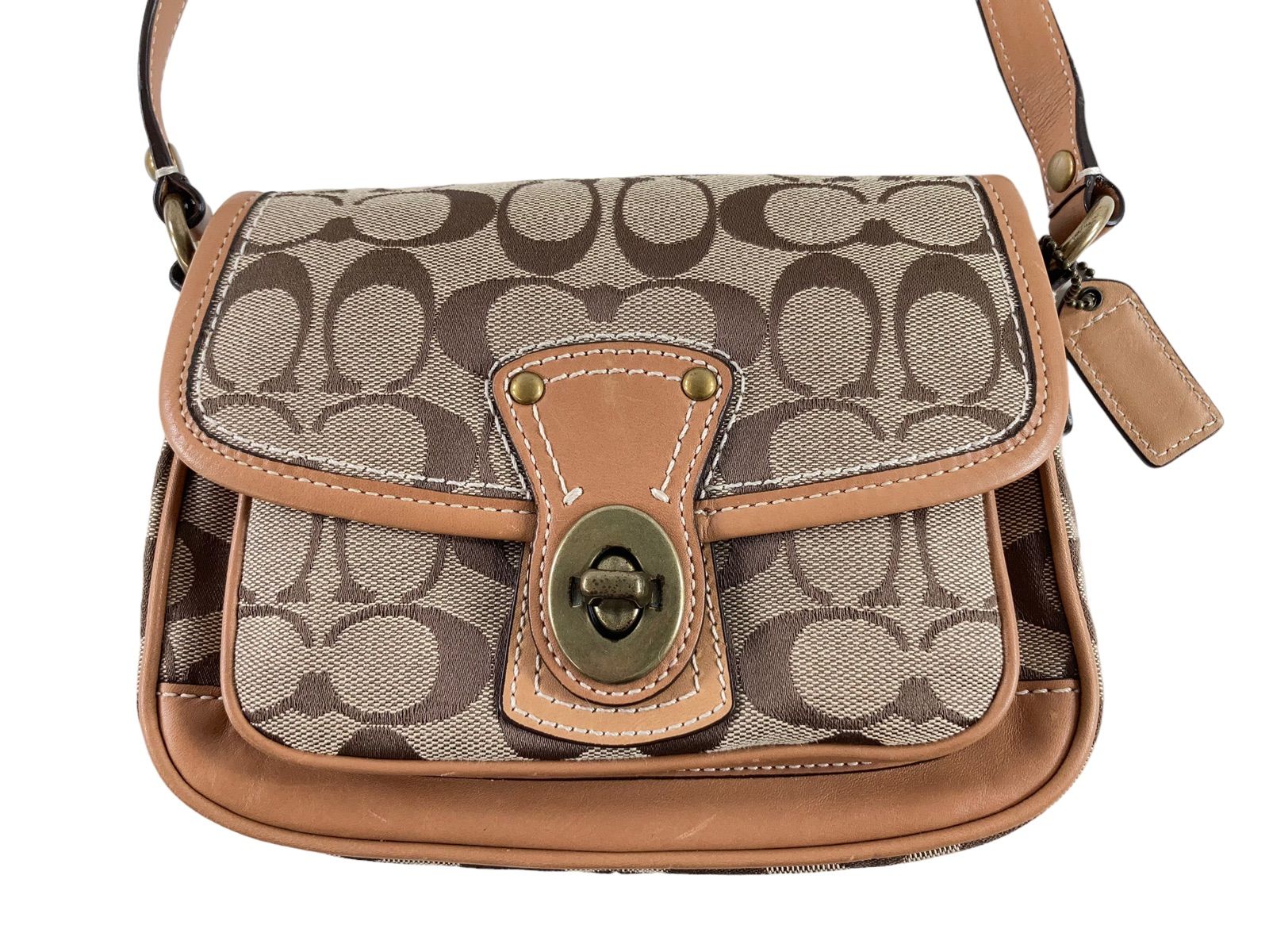 COACH コーチ ショルダーバッグ シグネチャー柄 10566 ベージュ 斜め