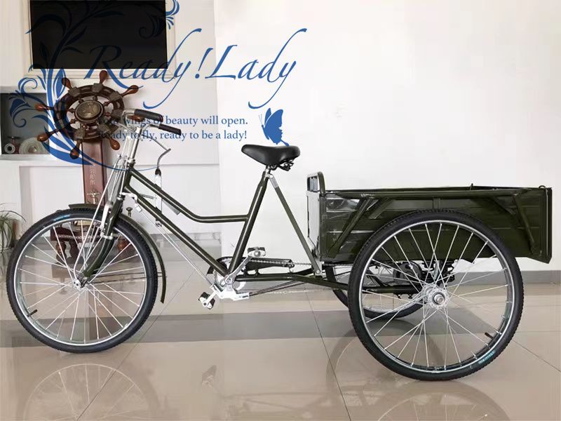 三輪自転車 大人用貨物三輪車 ダブルブレーキ 三輪車 24インチ 載荷重100kg 大容量 貨物バスケット後カゴ付 グリーン 全長2160mm -  メルカリ