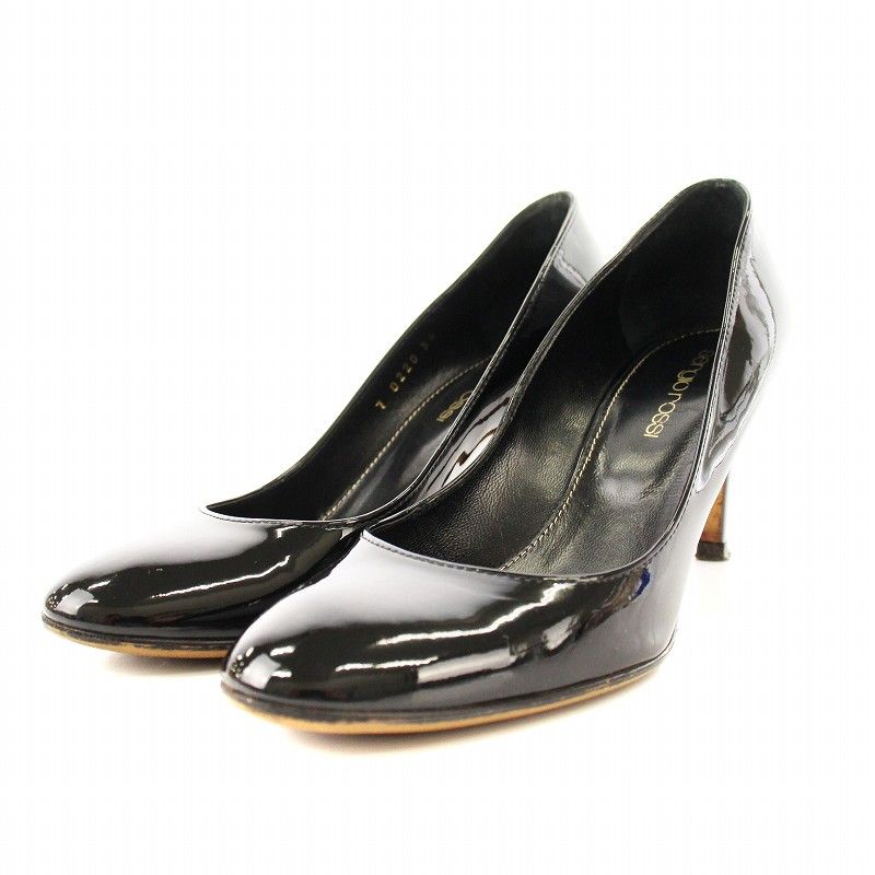 美品！セルジオロッシsergio rossi パンプス黒34エナメル イタリア製 美品！セルジオロッシsergio rossi パンプス黒34エナメル イタリア製
