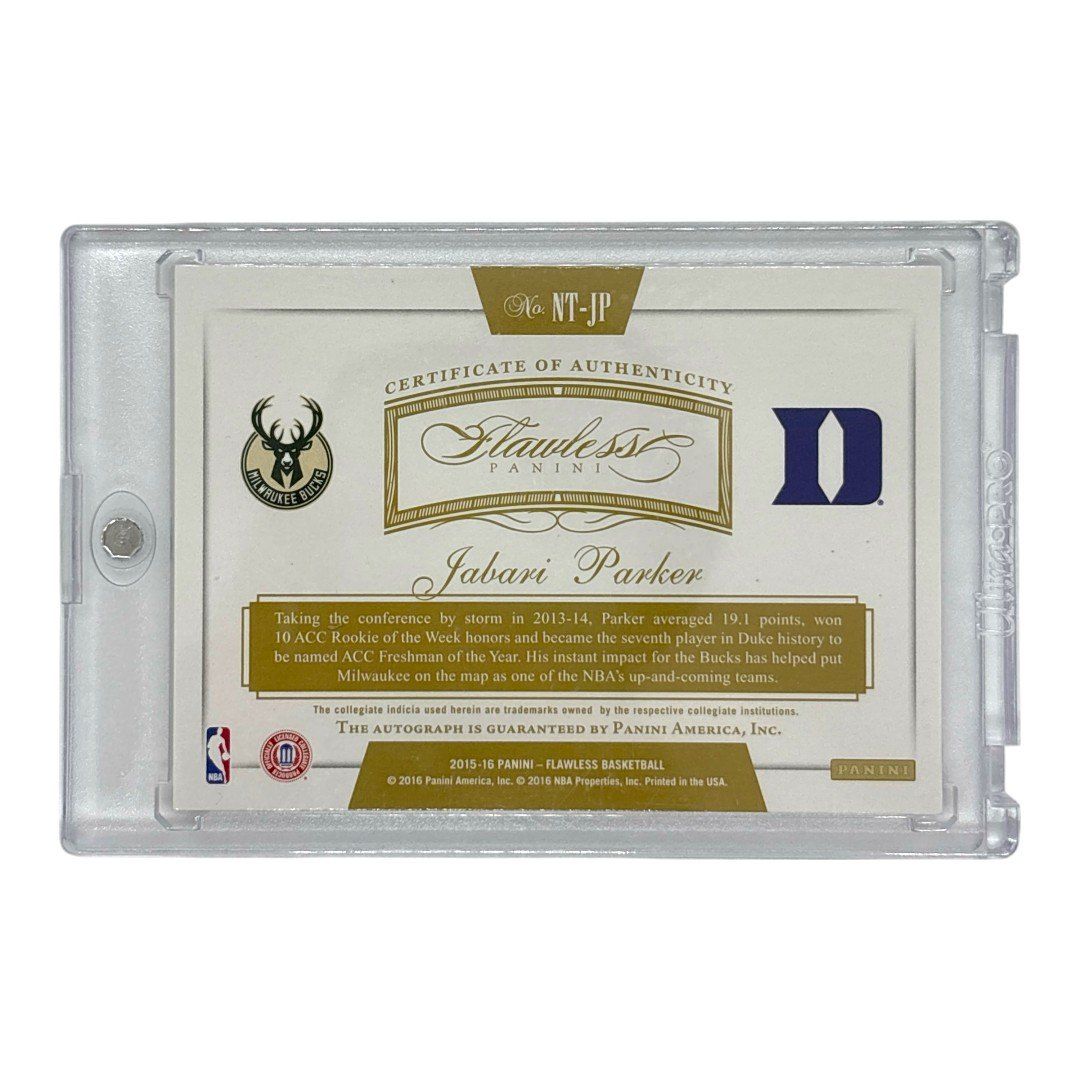 PANINI NBAカード FLAWLESS NOW - THEN JABARI PARKER BUCKS DUKE 05|10 NT-JP 送料無料 IT1