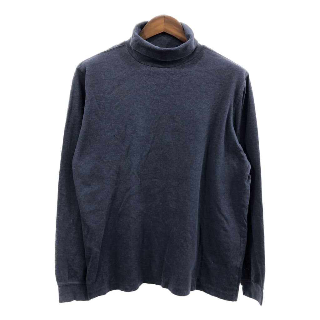 LANDS' END ランズエンド タートルネック 長袖Ｔシャツ ネイビー (メンズ Ｌ) 中古 古着 Q3738