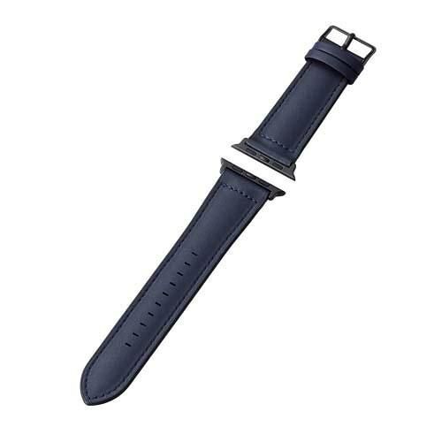 【新品・5営業日で発送】ELECOM エレコム Apple Watch 45／44／42mm／バンド／ハイブリッドレザー／ネイビー(AW-45BDLHVNV)