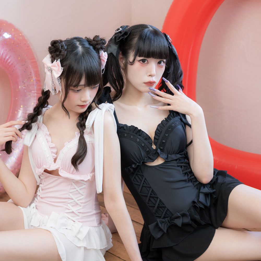 夢展望公式 [新品未使用] レースアップランジェリー水着 [ギンガム