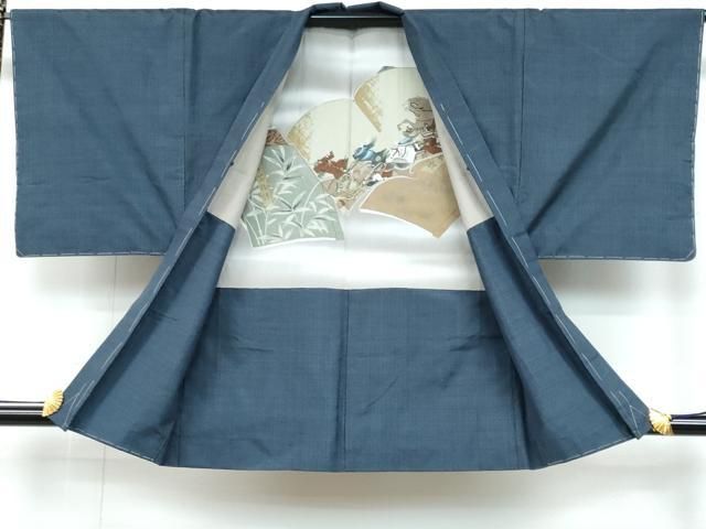 平和屋着物▽小紋 単衣 小花 黒地 洗える着物 DAAT9683az