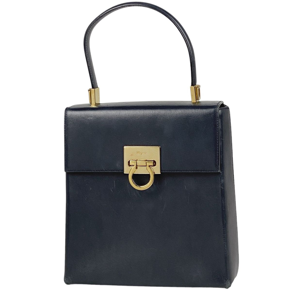 サルヴァトーレフェラガモ Salvatore Ferragamo ガンチーニ ハンドバッグ レザー ネイビー 8658 レディース