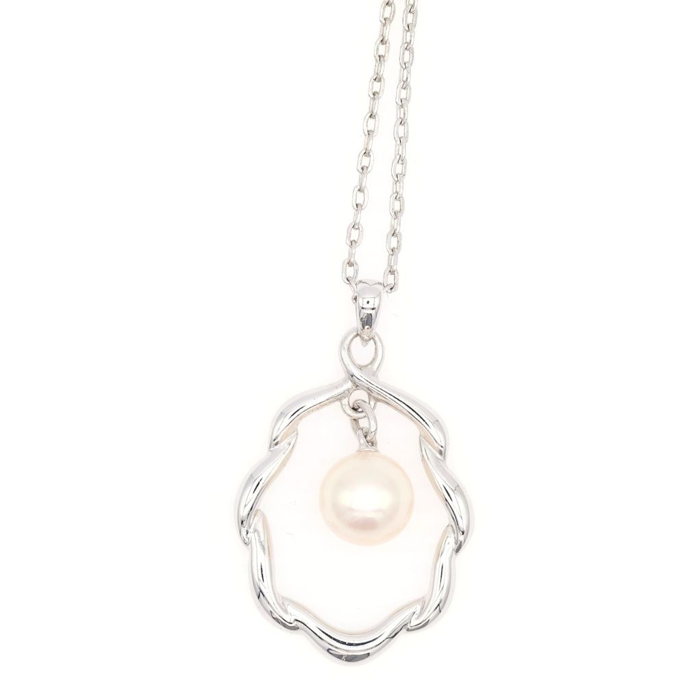 ミキモト　SILVER　透かしデザイン　ネックレス　チャーム MIKIMOTO (ミキモト) パール フレームデザイン ネックレス SV