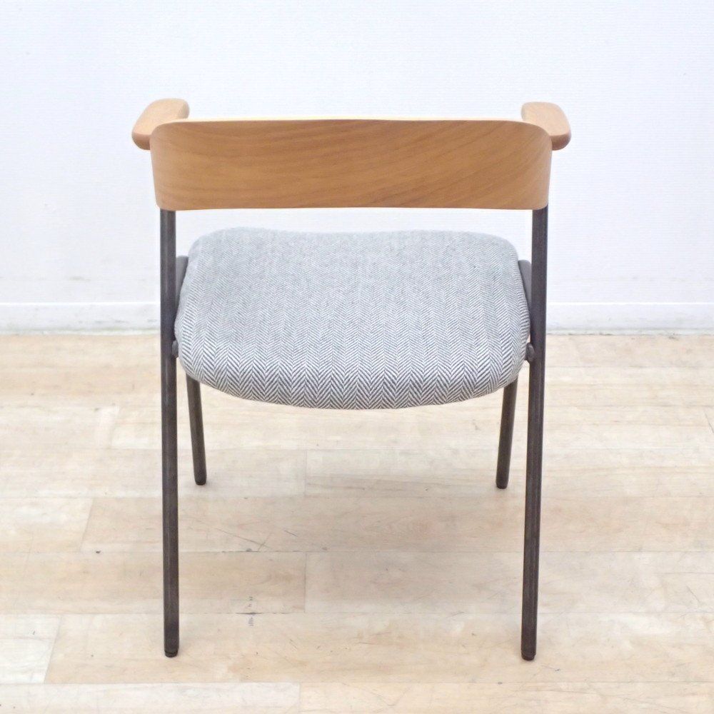 a.depeche ア.デペシュ ダニス ショートアームチェア ナチュラル ダイニングチェア ヘリンボーン グレー EG18963 オフィス家具 WWW_NOITHATQUANGTHANH_NET