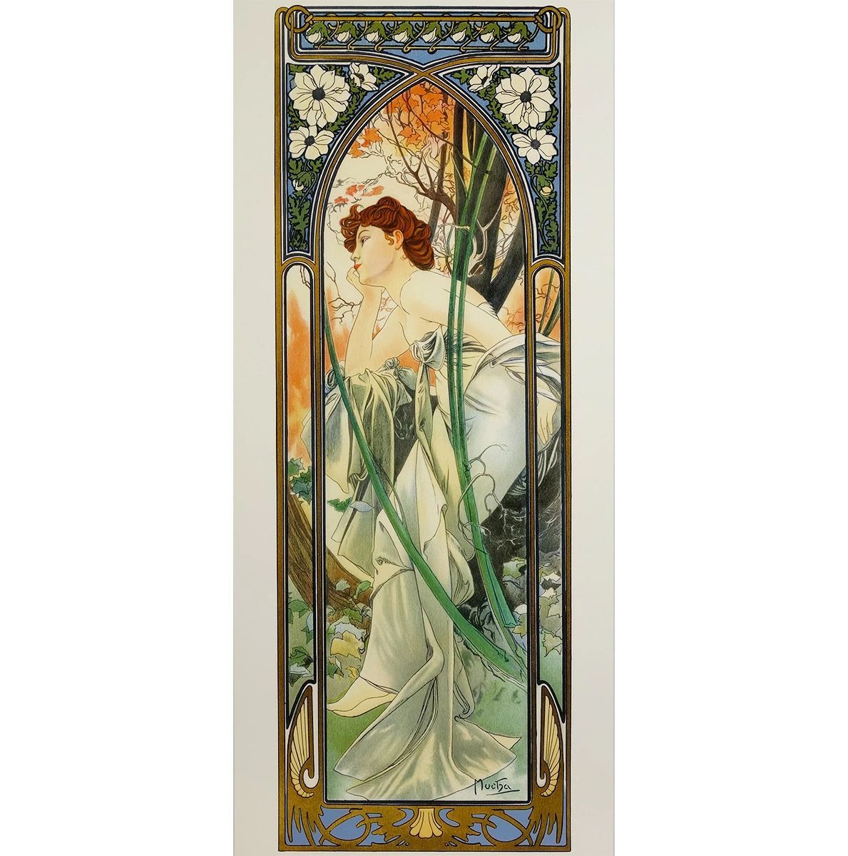 版画 ミュシャ 「夕べの夢想：四つの時」 ジクレー 複製版画 額入り