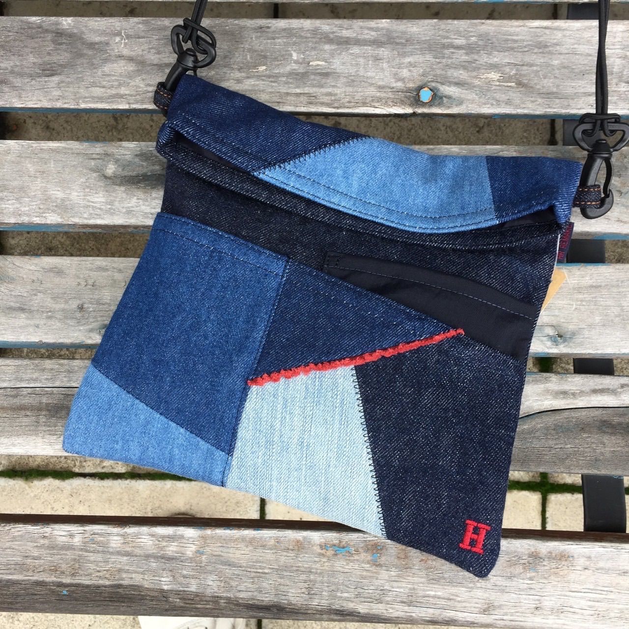 damasquina レザーパッチワークアンカーウォレットS ネイビー×ブラック サイズ：- (和歌山店) BLUE BLUE×DAMASQUINA デニムパッチワークジップウォレットL