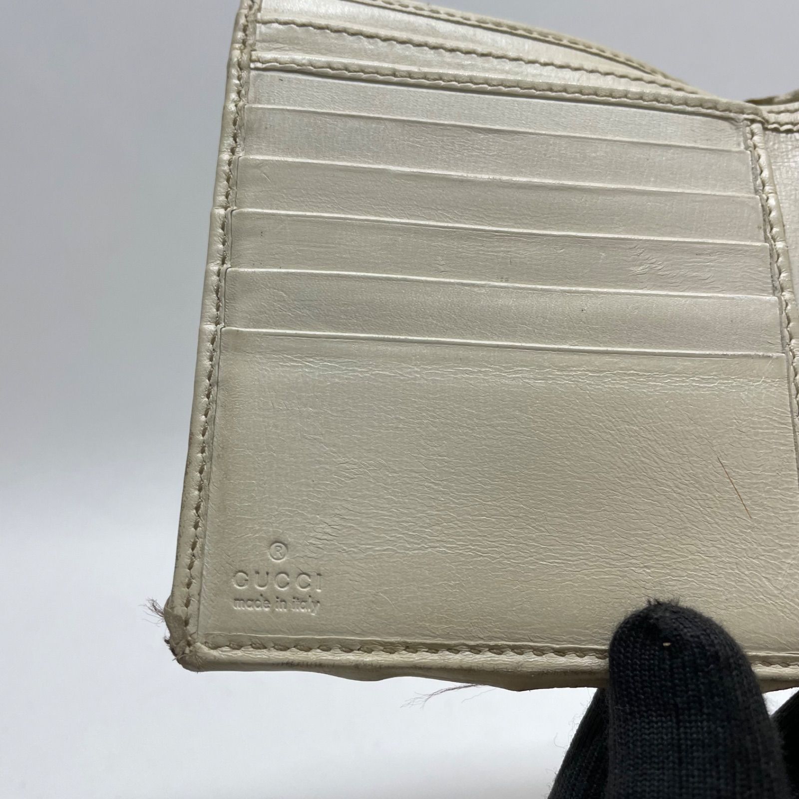 2626 GUCCI グッチ 折り財布 二つ折り ベージュ系 シェリー