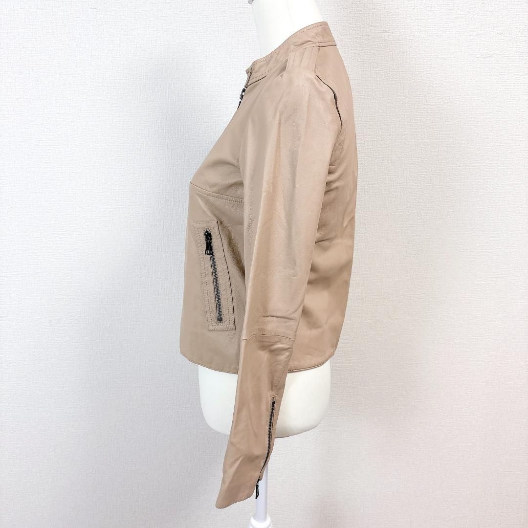 Theory レザージャケット ノー ジップアップ S ベージュ