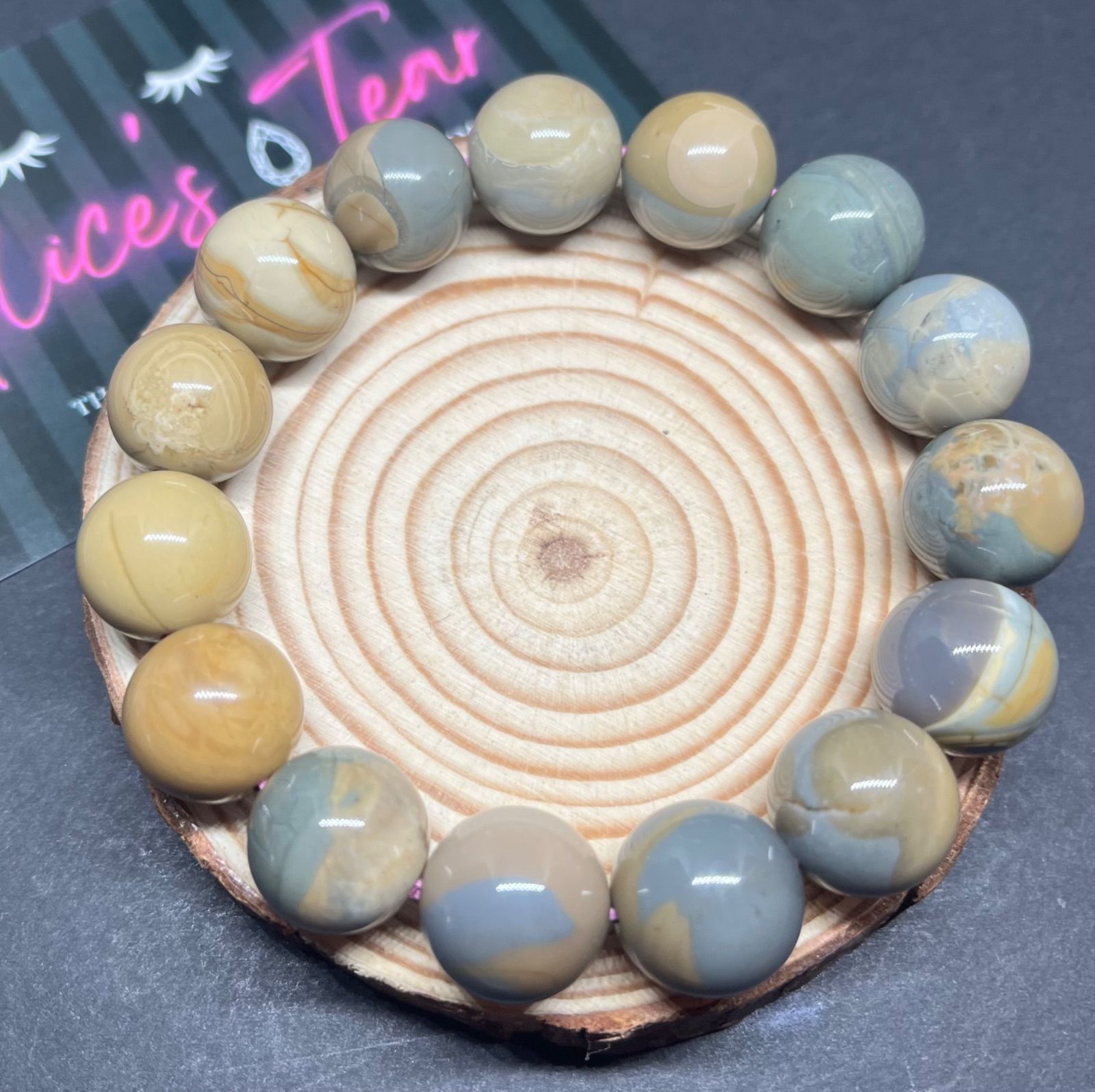 ♤ ♣︎アラシャン瑪瑙♧ ♠︎ 大玉❣️14mm青x黄色高品質