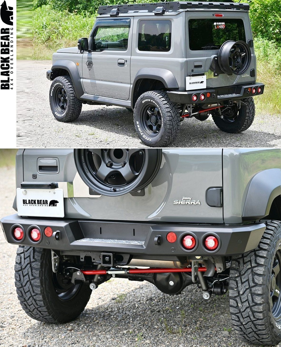 M s スズキ ジムニーシエラ JB74W 2018y- LANBO BLACK BEAR リアアイアンバンパー 高強度スチール ランボ エアロ パーツ 部品 BP005 在庫切れの場合 納期約2.5-2.0ヵ月