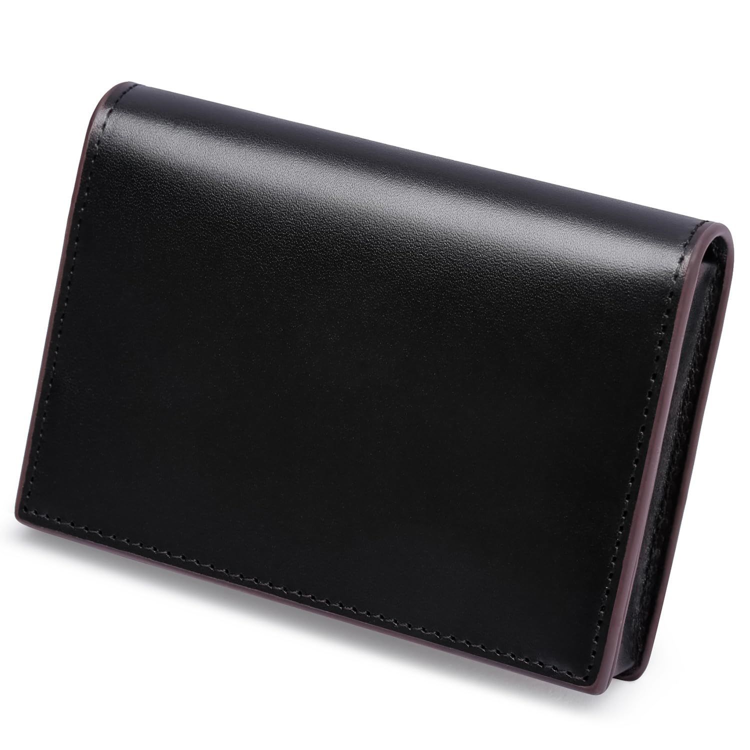 新商品 名刺入れ メンズ 栃木レザー 本革 名刺ケース 磁石 大容量 50枚 男女兼用 シンプル (ブラック)