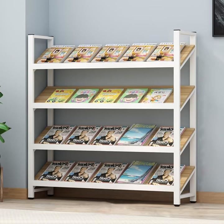 QD-WST マガジンラック 雑誌ラック カタログラック カタログスタンド スチールラック パンフレットスタンド 展示会 待合室 図書館 新聞ラック ホワイト 120x30x120cm ホワイト