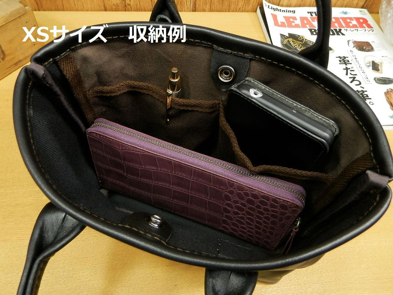 ☆XSサイズ☆ブラックペイズリー×赤裏地のミニトートバッグ!日本製