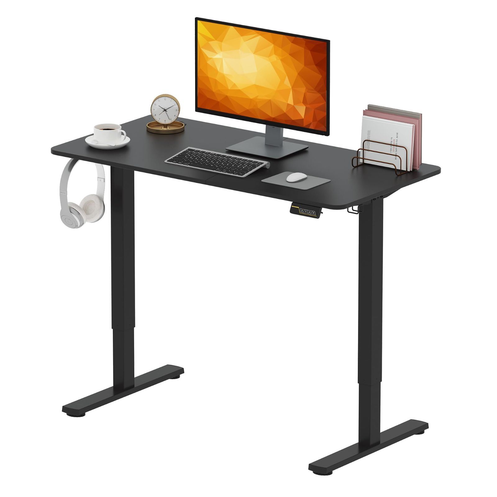 収納フック付き 幅120ｘ奥行き60ｘ高さ73-118cm 配線整理 静音 電動昇降 メモリー機能 スタンディングデスク 障害物検知機能 FQ1 高さ調整 モーター過熱保護 昇降デスク 作業デスク FitStand 在宅ワーク