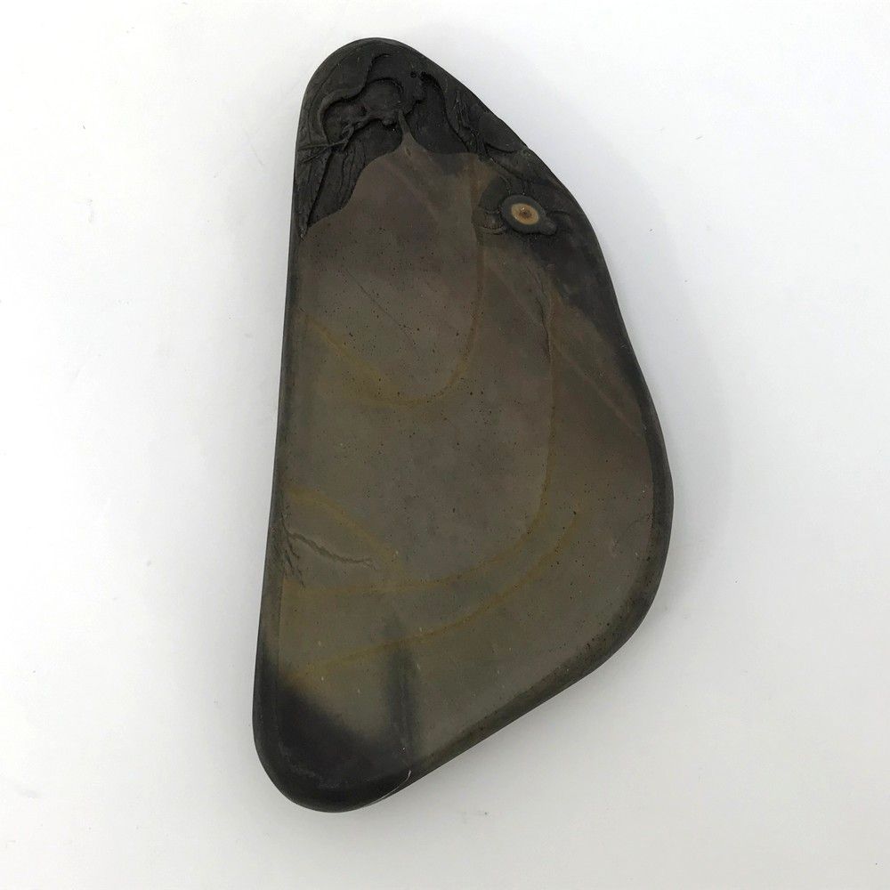 端州石硯 すずり 全長約15.8cm 木箱付き 詳細不明 長期保管品