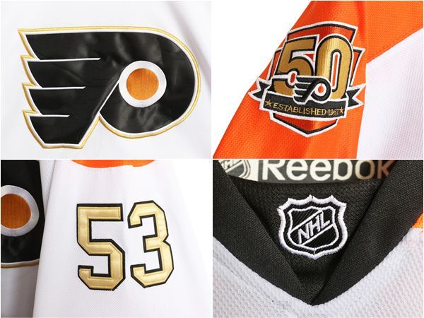フライヤーズ ホッケー ジャージ メンズ XXL / NHL オフィシャル リーボック アイスホッケー ユニフォーム 長袖シャツ 重ね着 大きいサイズ フライヤーズ ホッケー ジャージ メンズ XXL / NHL オフィシャル