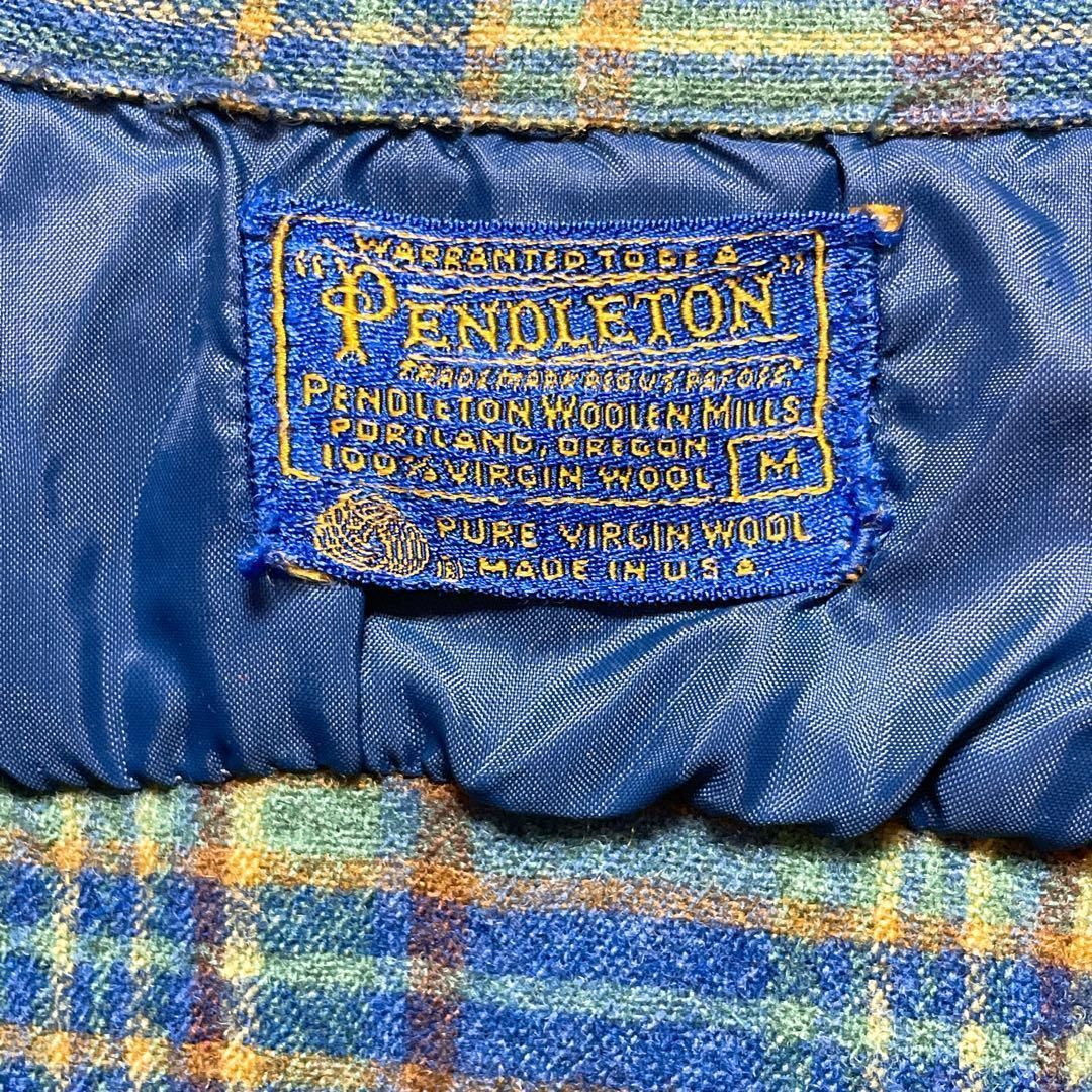 70年代当時物》ペンドルトン PENDLETON 緑青☆ネルシャツ S