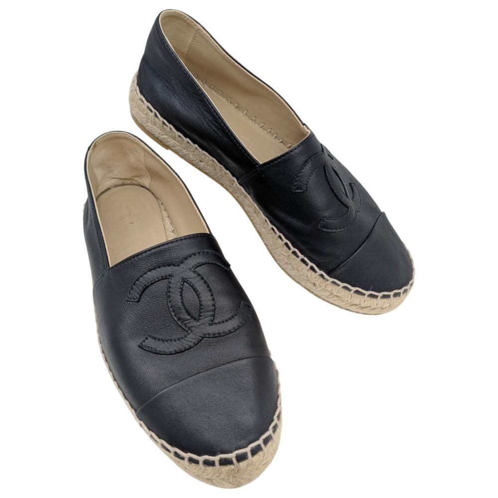 CHANEL シャネル エスパドリーユ ココマーク G29762 レザー 黒 ブラック 靴 シューズ サイズ 36 約23cm レディース ファッション ブランドギャラリー東心斎橋店